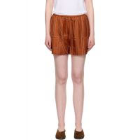 TOTEME Orange Monogram Silk PJ Shorts 252771F088002
