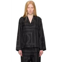 TOTEME Black Monogram Silk Shirt 252771F109004