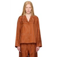 TOTEME Orange Monogram Silk Shirt 252771F109005