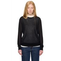 TOTEME Black Long-Sleeve Knit T-shirt 252771F110014