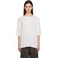 TOTEME White Longline Knit T-shirt 252771F110017