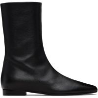 TOTEME Black Grained Leather Ankle Boots 252771F114002