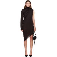 Courreges Brown Off-Shoulder Wool Minidress 252783F052003