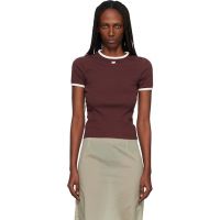 Courreges Burgundy Signature Contrast T-shirt 252783F110005
