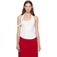 Courreges White Asymmetric Buckle Tank Top 252783F111014