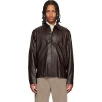OUR LEGACY Brown Welding Leather Overshirt 252803M181000
