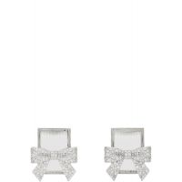 SHUSHU/TONG YVMIN Edition Bow-Adorned Square Glass Stud Earrings 252901F022007