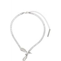 SHUSHU/TONG YVMIN Edition Teardrop Zircon Feather Necklace 252901F023007