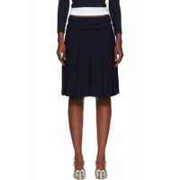 SHUSHU/TONG Navy Bow Waist Pleated Midi Skirt 252901F090001