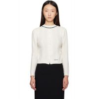 SHUSHU/TONG White Collar Embellished Cardigan 252901F095013