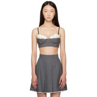 SHUSHU/TONG Gray Spaghetti Strap Bralette Top 252901F111015