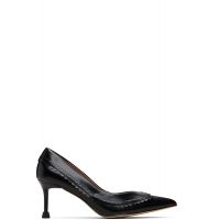 SHUSHU/TONG Black Pointed-Toe Lapel Heels 252901F122002