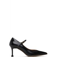 SHUSHU/TONG Black Pointed-Toe Mary Jane Heels 252901F122004