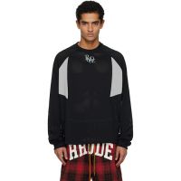 Rhude Black & Gray Mesh Moto LS T-shirt 252923M213005