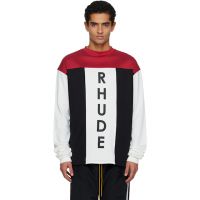 Rhude White & Black Intake Tri-Panel LS T-shirt 252923M213043