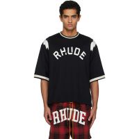 Black Rhude Lightning Ringer Jersey T-shirt 252923M213045