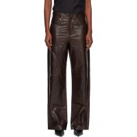 Entire Studios Brown Straight Leg Leather Pants 252940F084000