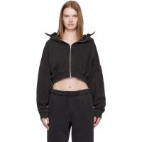 Entire Studios Black Cropped Full Zip Hoodie 252940F097021