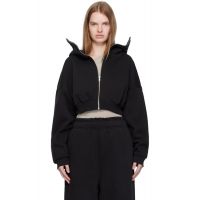 Entire Studios Black Cropped Full Zip Hoodie 252940F097022