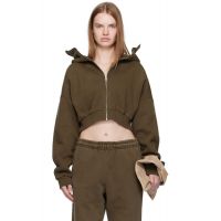 Entire Studios Brown Cropped Full Zip Hoodie 252940F097024
