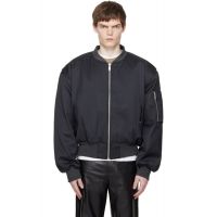 Entire Studios Gray Cropped Broad Suiting Bomber Jacket 252940M175000