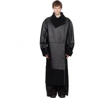 Entire Studios Black Long Leather & Faux-Shearling Coat 252940M179000