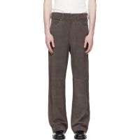 Entire Studios Taupe Straight Leg Suede Pants 252940M189000