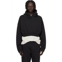 Entire Studios Black Cropped Heavy Hoodie 252940M202005