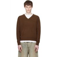 Entire Studios Brown Knit V Neck Sweater 252940M206001