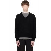 Entire Studios Black Knit V Neck Sweater 252940M206003