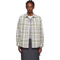 Dunst Green & Purple Quilted Check Flannel Overshirt 252965F109007