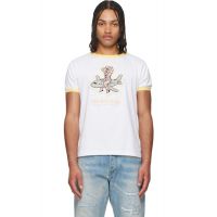 COUT DE LA LIBERTE White Weston Mile High Embroidered Crew Ringer T-shirt 261006M213004