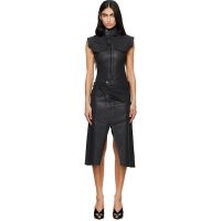 Ottolinger Black Glazed Denim Belted Midi Dress 261016F054001