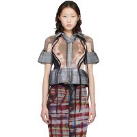 Ottolinger Gray Mesh Padded Blouse 261016F107000