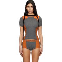 Ottolinger Orange & Gray Textured Knit Team T-shirt 261016F110004