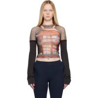 Ottolinger Black & Red Mesh Hybrid Longsleeve T-shirt 261016F110005