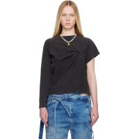 Ottolinger Black Shifted Sleeve Top 261016F111003