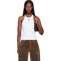 Marine Serre White Moon Logo Ribbed Jersey Tank Top 261020F111001