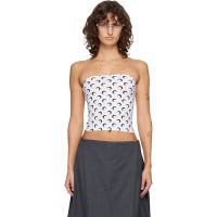 Marine Serre White Recycled Moon Jersey Second Skin Tube Top 261020F111003