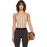 Marine Serre Beige Recycled Moon Jersey Second Skin Tube Top 261020F111004