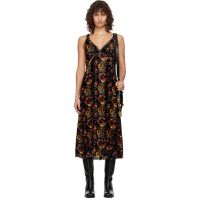 R13 Black & Orange Grunge Slip Dress 261021F054000