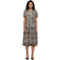 R13 Blue Shredded Relaxed Midi Dress 261021F054001