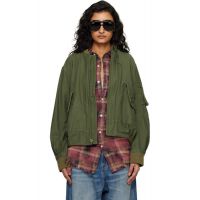 R13 Khaki Bubble Bomber Jacket 261021F058000