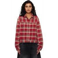 R13 Red Relaxed Pleated Trucker Jacket 261021F063000