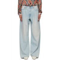 R13 Blue Wide Leg Damon Pleated Jeans 261021F069029