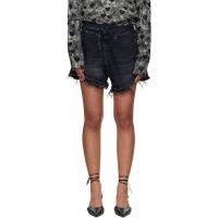 R13 Black Crossover Denim Shorts 261021F088003