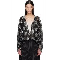 R13 Black Printed Boyfriend Cardigan 261021F095002