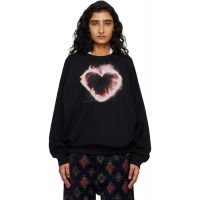 R13 Black Flaming Heart Oversized Crewneck Sweatshirt 261021F098001