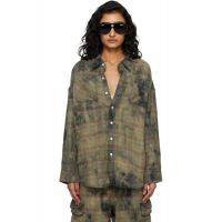 R13 Green & Navy Drop Neck Work Shirt 261021F109002