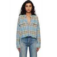 R13 Blue Cropped Work Shirt 261021F109003